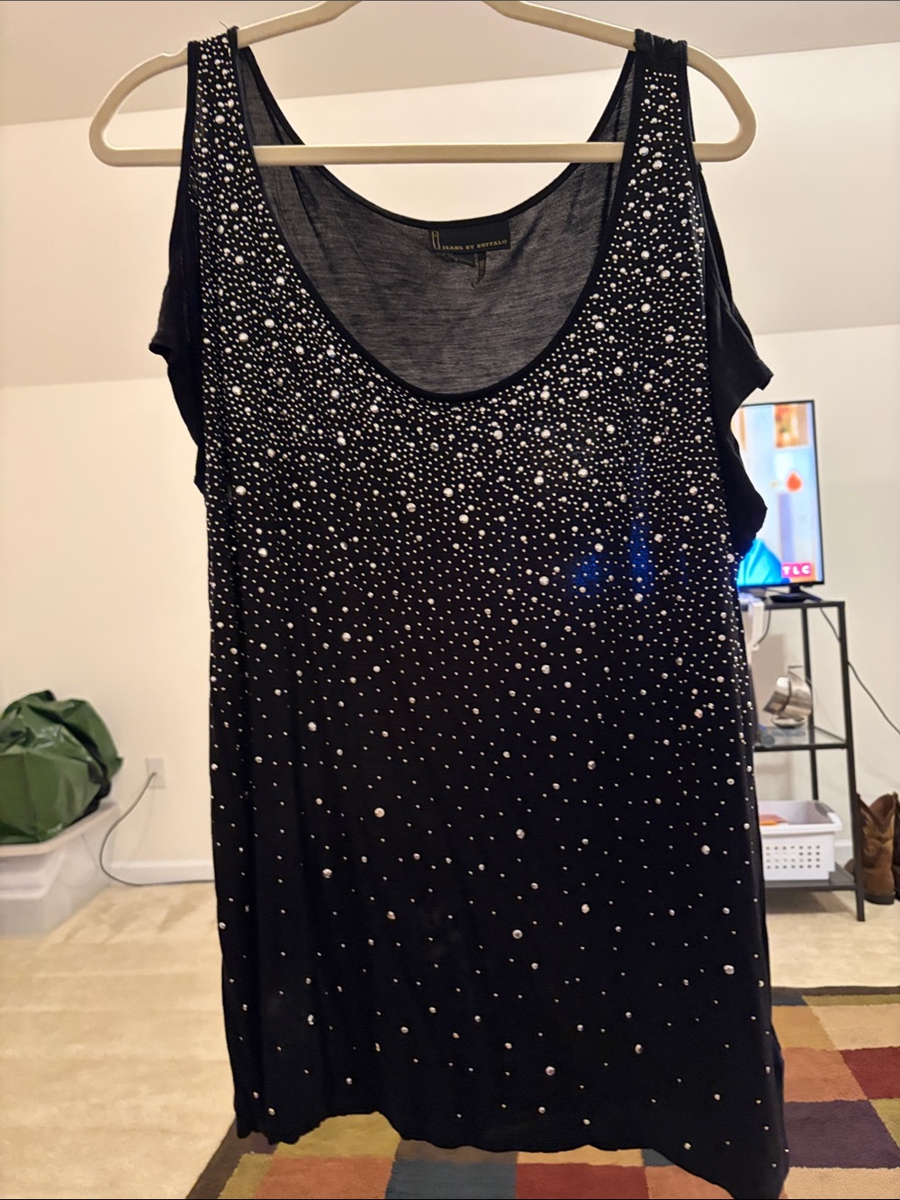 i jeans by Buffalo Black Sleeveless Studded Long Sleeve Top